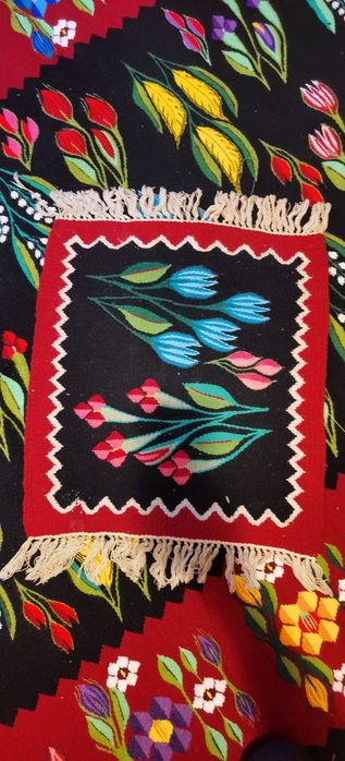 Covor oltenesc + carpeta din lână, noi, nefolosite, 250X150cm/ 45X50cm