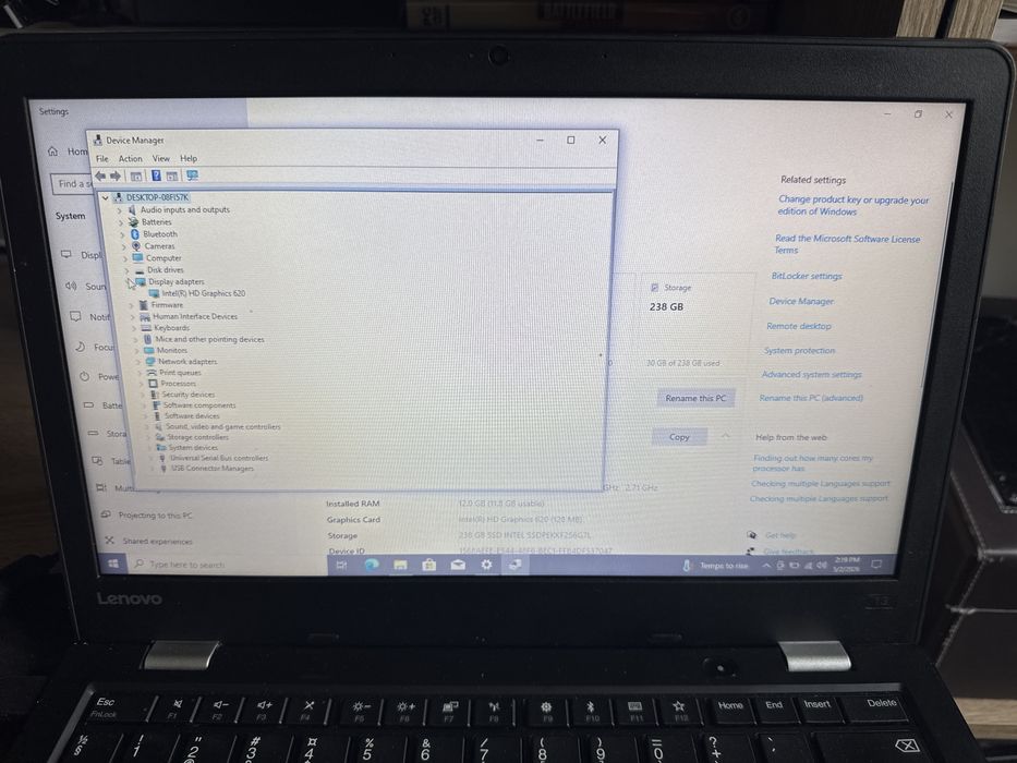 Laptop Lenovo ThinkPad 13 gen 2, I5-7200U, 12 Gb RAM, 256 GB SSD, etc.