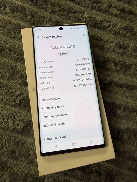 Vand Sau Schimb Samsung Galaxy Note 10 Aura Glow 256Gb Dual Sim