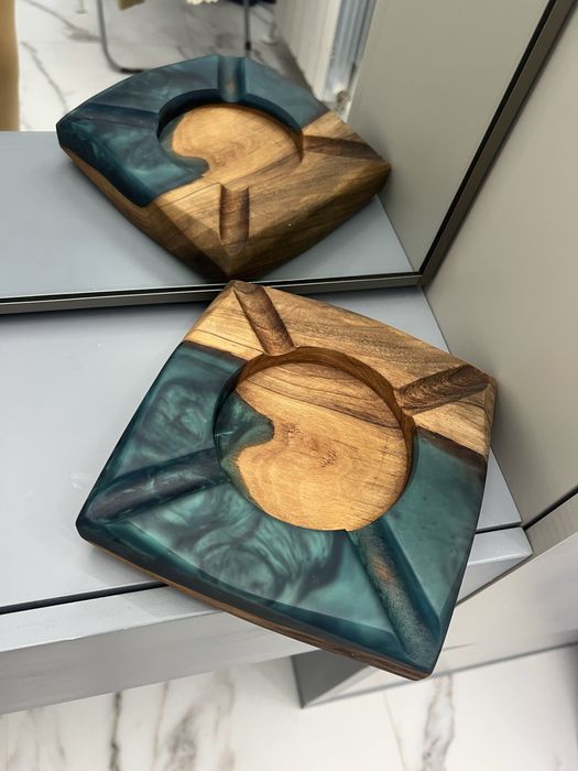 Луксозни пепелници за пури от дърво и епоксидна смола