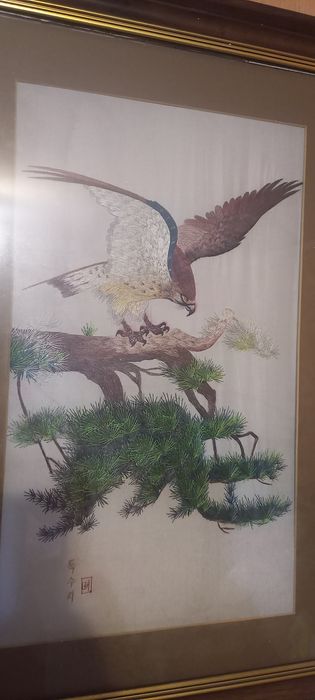 Продам картину антиквариат, шёлковая вышивка