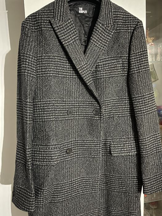 Palton The Kooples model Trend HMAN25005K, lână, carouri gri