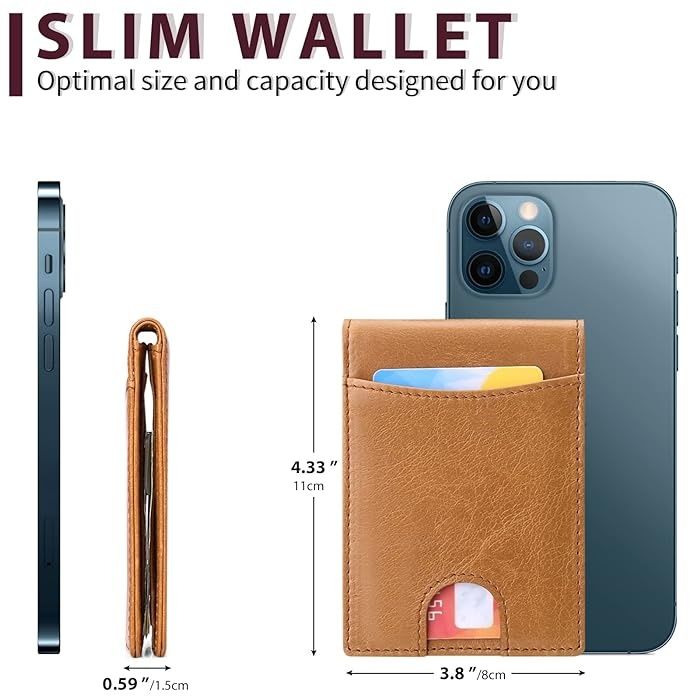 Portofel Piele Barbati,Protectie RFID,Agrafa bani, Maro