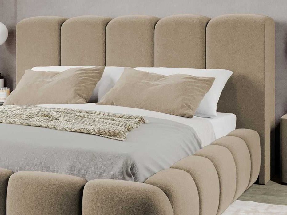 Pat Tapitat Noel Bej - Velluto 3 cu somiera rabatabila si lada