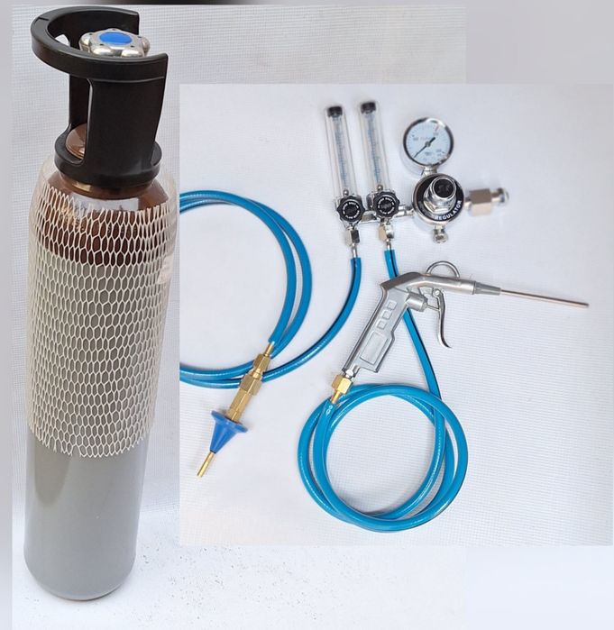 Хелий бутилка заредена и регулатори с приставки, видове