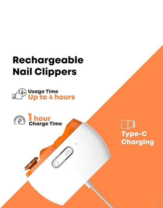 Електрически автоматичен нокторезач, 2 в 1, с LED светлина, за маникюр