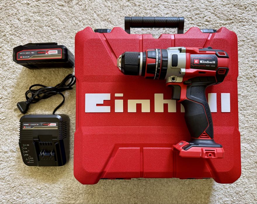 Set masina de gaurit si insurubat (bormasina) Einhell TE-CD 18 Li-i Brushless, 18 V, 60 Nm + acumulator 2.5Ah, 18V + incarcator + cutie transport