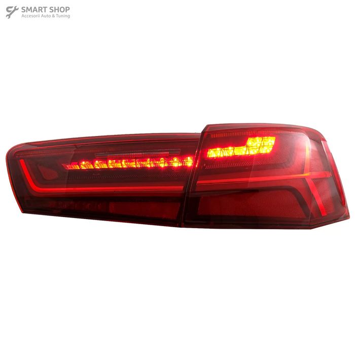Stopuri Full LED compatibil cu Audi A6 4G C7 (2011-2014) Red Clear Facelift Design Semnalizare Secventiala