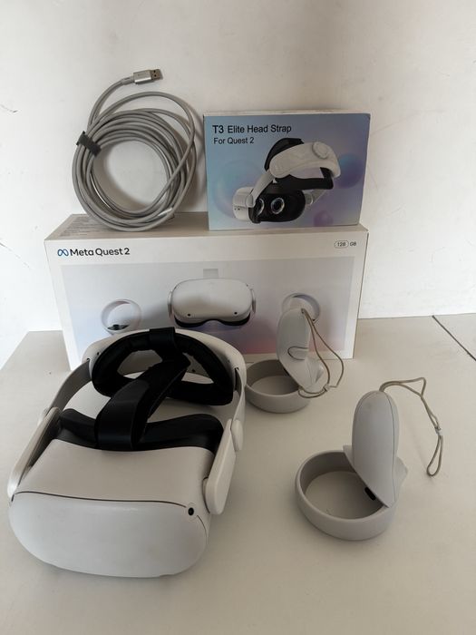 Meta Quest 2 VR очила 128GB + Elite Head Strap + Link кабел