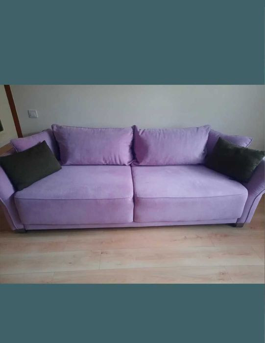 Canapea culoare mov extensibila din catifea Mobexpert