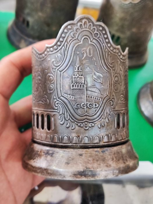 Руски посребрени подстакани за чаши шест броя
