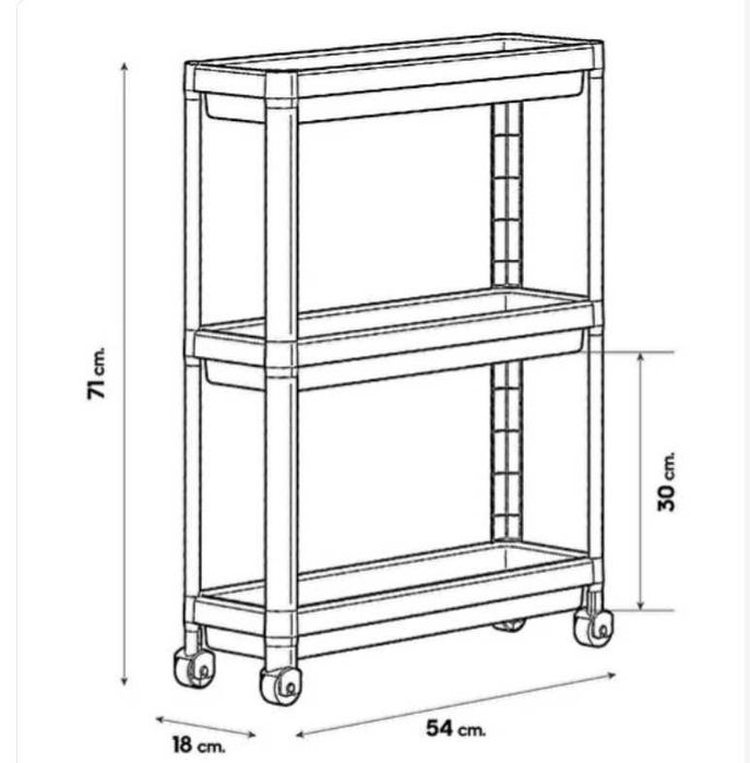 Практичен шкаф с 3 рафта на колелца