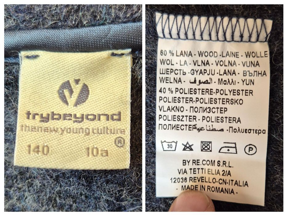 Palton Premium Trybeyond, 60% Lână, Stil Elegant, Fete - 140 (10a)