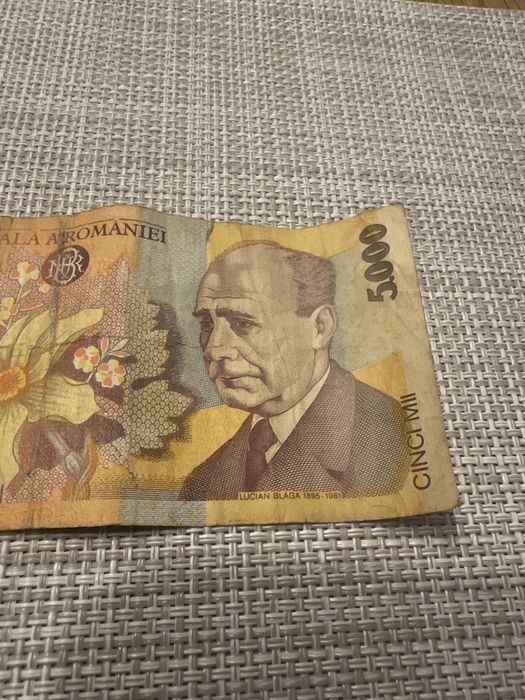 Bancnota Cincii mii lei BNR 1998 Lucian Blaga