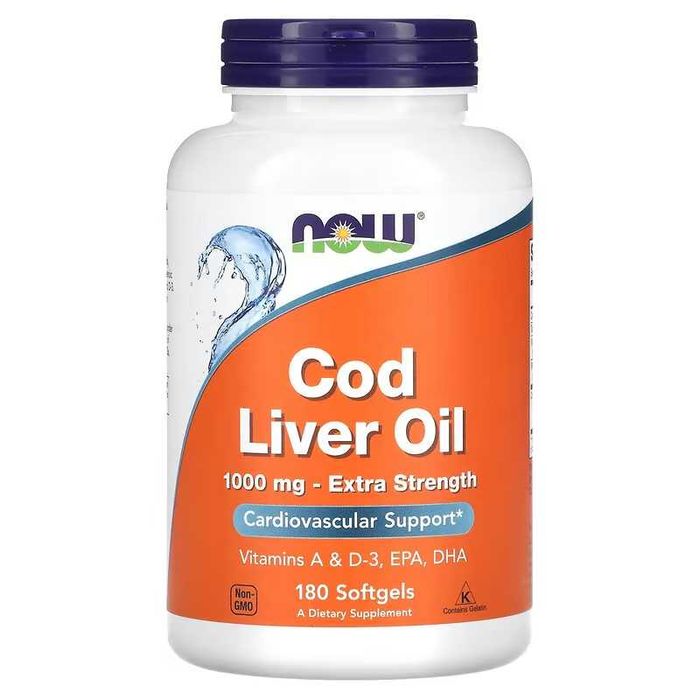 NOW Foods NOW Cod Liver Oil  жир печени трески 1000 мг 90 и180 капсул