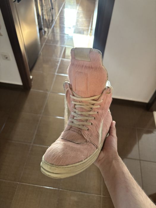 rick owens geobasket pink fur