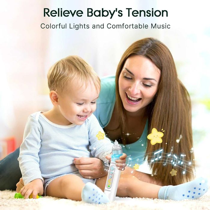Назален аспиратор за бебе 3 накрайника, с музикална, светлинна функция