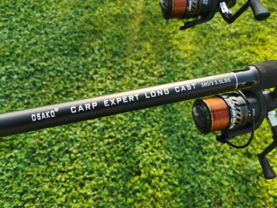 Комплект три шарански въдици с 6 лагера и влакна . НОВИ !