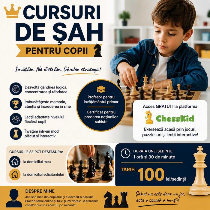 Cursuri de șah individuale pentru copii