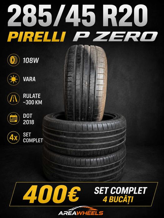 4 Anvelope Vara Pirelli P Zero  – 285/45 R20 108W – Aproape Noi –
