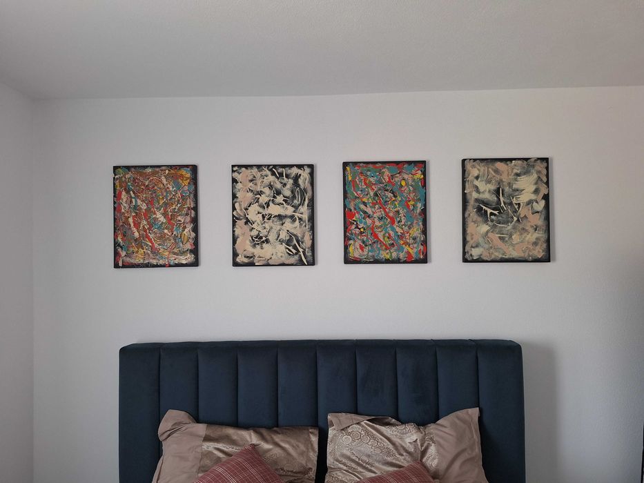 Tablou pictat manual, abstract, original, oferta, unic, stil Pollock