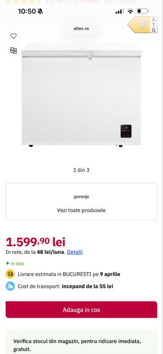Lada frigirifica Gorenje, display digital