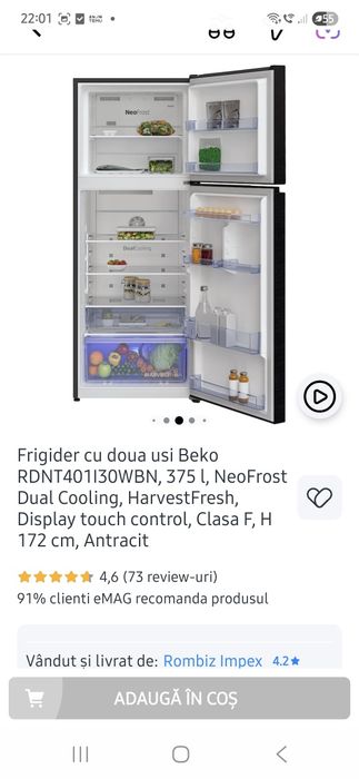 Frigider Beko   -375l Negru