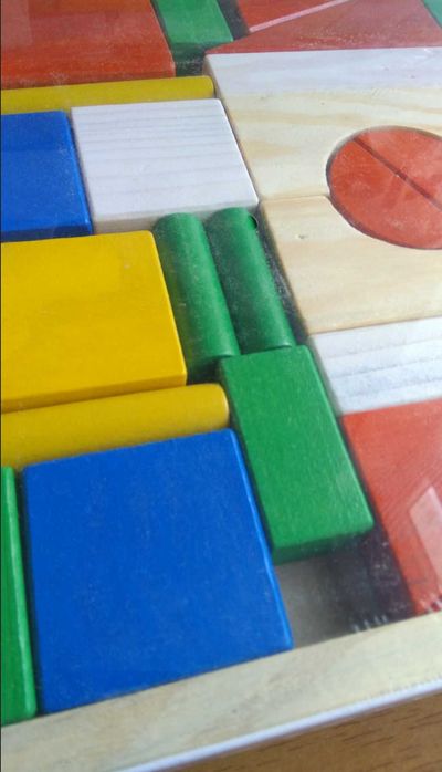 Дървени кубчета конструктор строител с едри части 39бр. /дървени игри