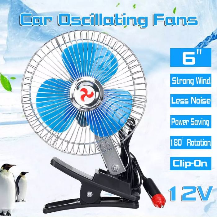 Avtomobil uchun ventilyator qisqichli 12/24V, salonga, sigaret chirog'