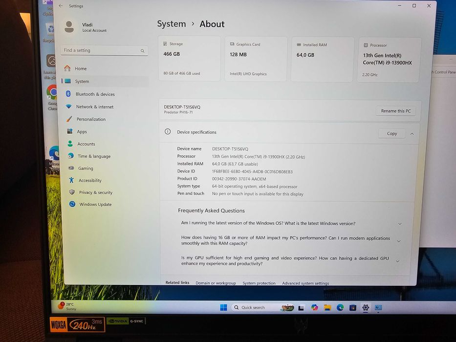 Acer Predator Helios 16 | Intel i9-13900HX | 64GB DDR5 | QHD+ 240Hz
