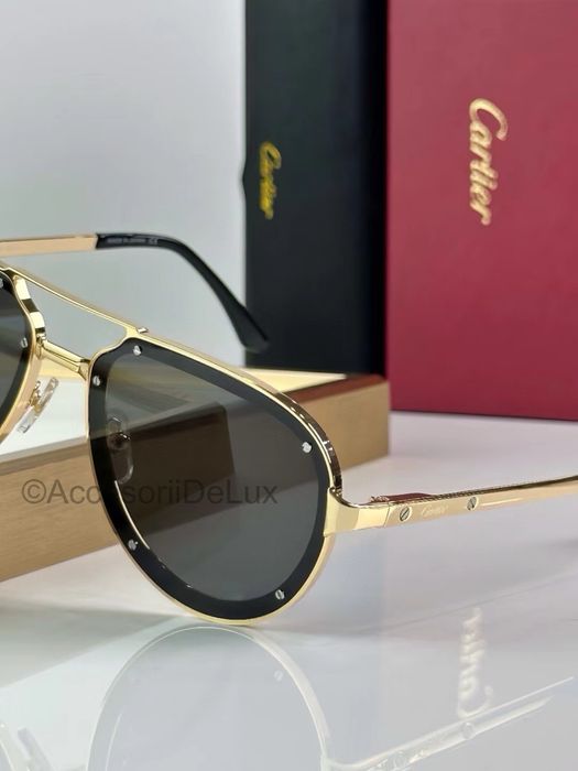 Ochelari de Soare Cartier CT0195S Noi Full Box Santos De Cartier [Verificare Colet] Gold