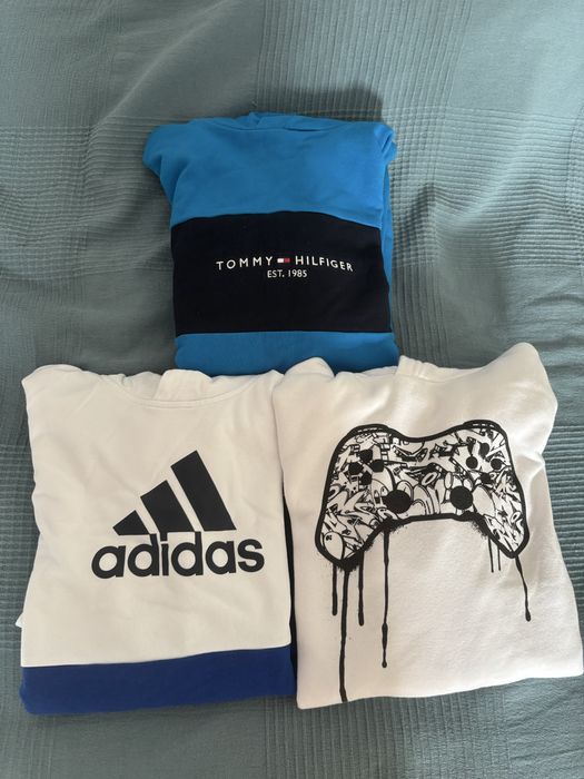 Set 3 hanorace baieti (12-14 ani) Tommy Filfiger, Adidas, H&M