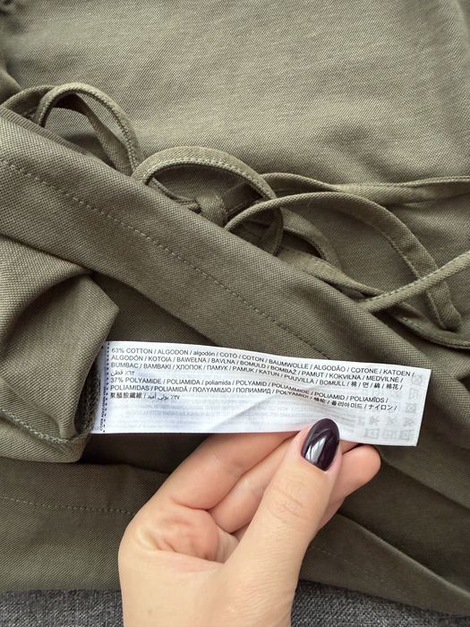 Set din bumbac cu top cu șnur în talie și pantaloni drepți | nou cu etichetă Mango