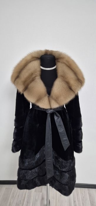 Норковая шуба капюшон Соболь