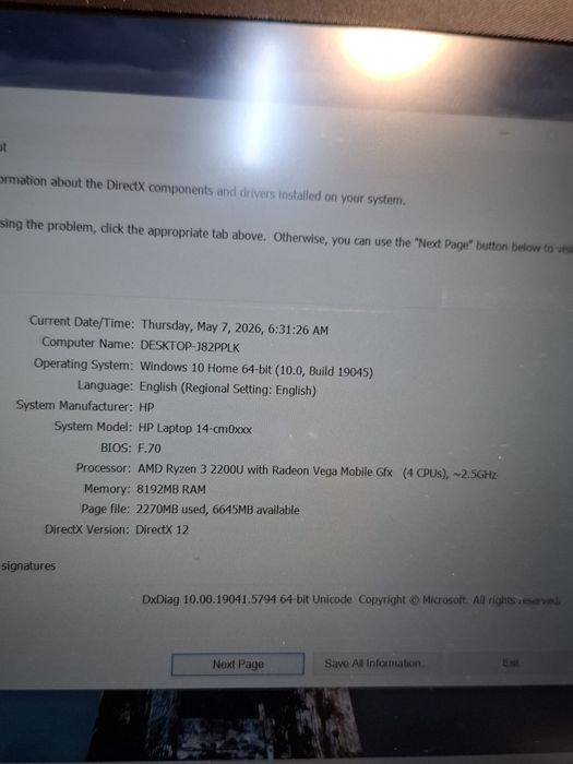 Laptop hp ryzen3