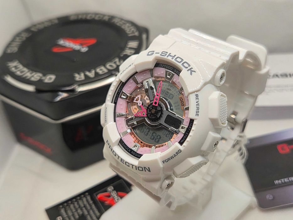 Ceas Sport Casio g shock Ga110mp - White-Pink  .Nou, Garantie 2 ani