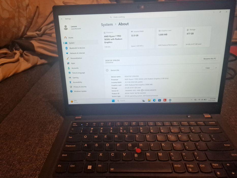 Lenovo ThinkPad T14 Gen 2 AMD | Ryzen 7 PRO 5850U | 32GB RAM Dual Channel | 512GB SSD