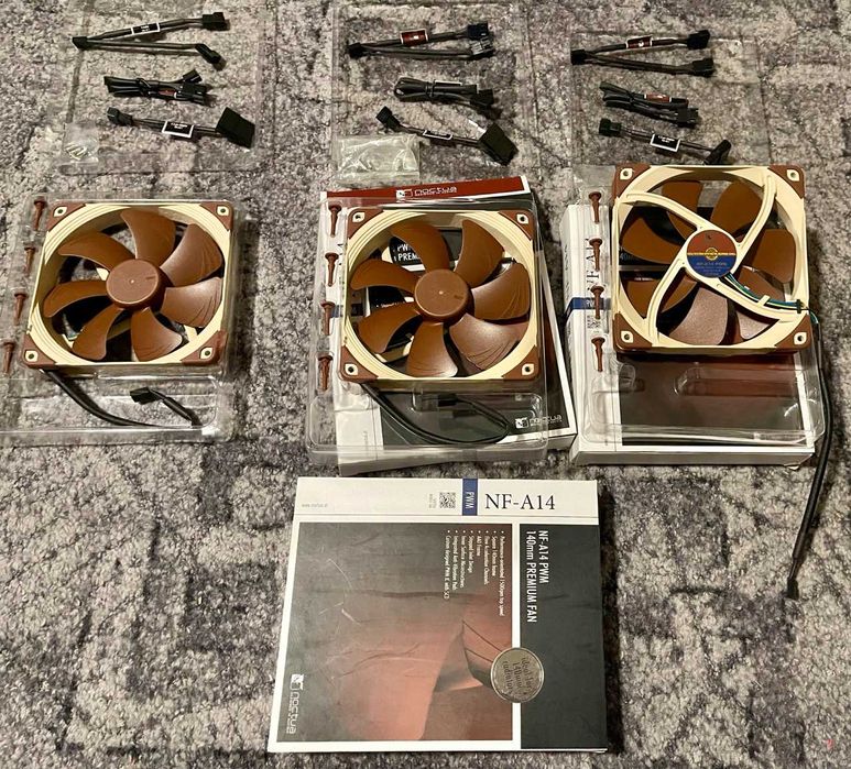 Vand 3 ventilatoare Noctua NF-A14 PWM 140 mm noi, in cutia originala