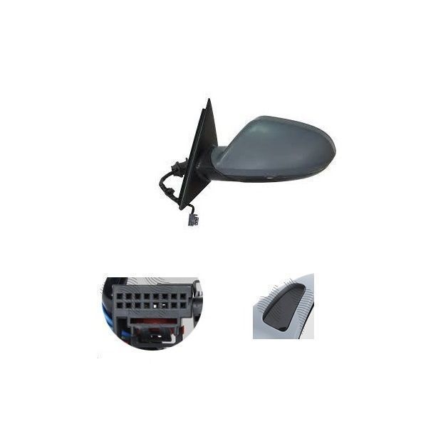 Oglinda exterioara Audi A6, 01.2014, partea Stanga, sticla crom, asferica cu incalzire, carcasa grunduita, ajustare electrica pliabila, cu lampa