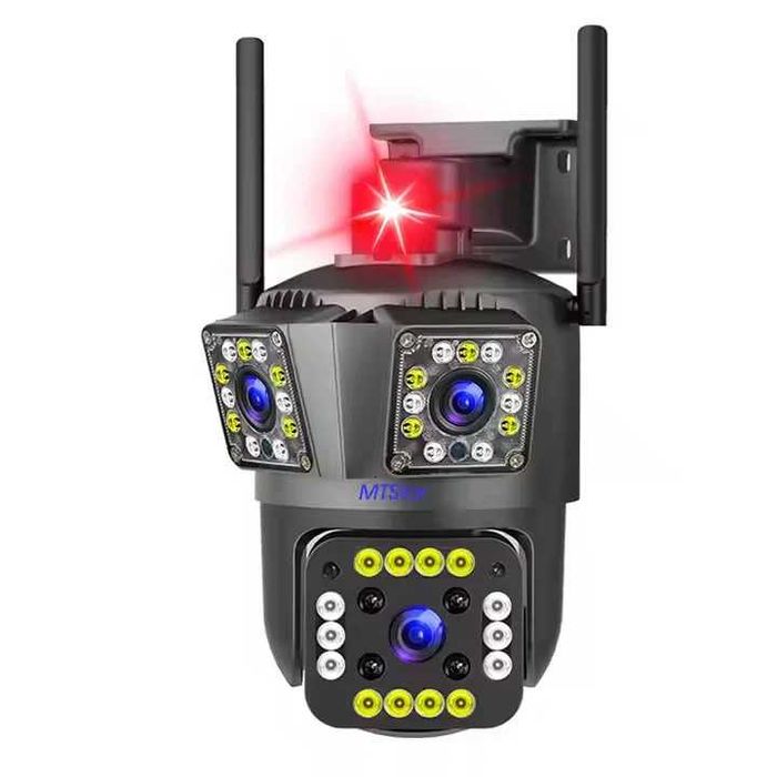 Тройна Външна WiFi Камера  с три обектива 12MP, ICSee Бебефон