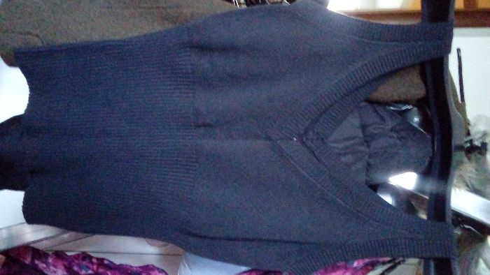 top / vesta, tricotat, Stefanel, nou, XS, bleumarin /gri inchis