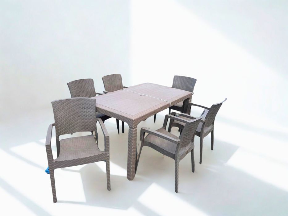 Градински комплект маса + 6 стола – UV защита