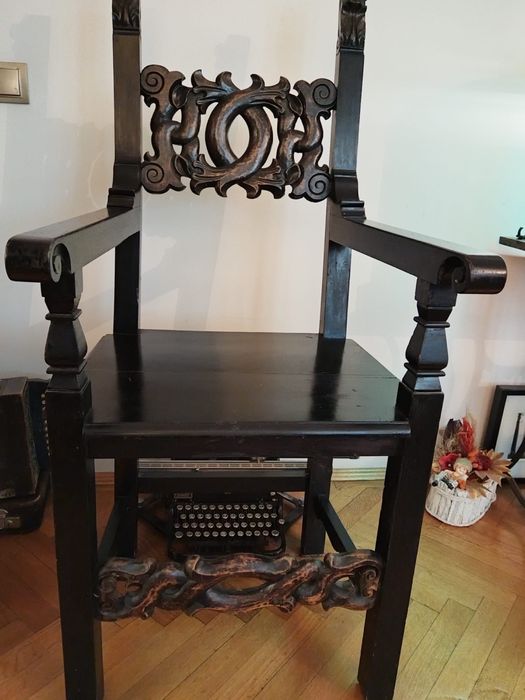Fotoliu elegant/Jilț, scaun de lemn, masiv