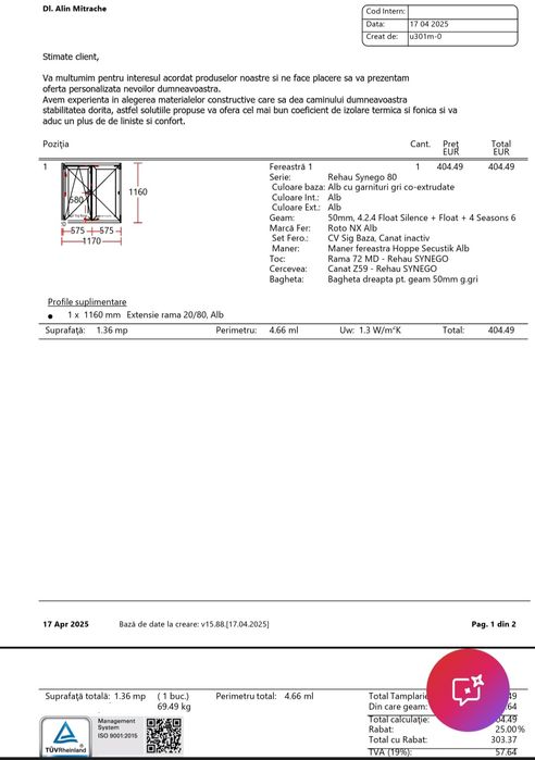 Geam termopan Rehau sticla silent + rulou