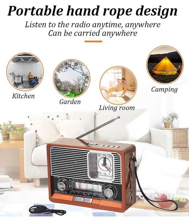 Ретро Радио с Bluetooth и соларен панел 2113