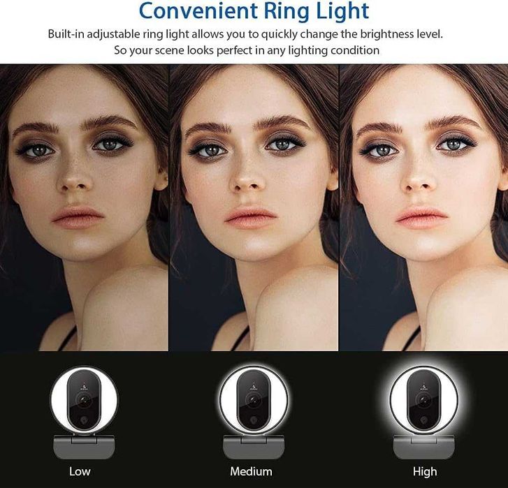 Webcam camera Web NexiGo N680E FullHD cu inel de lumina, Auto focus noua sigilata