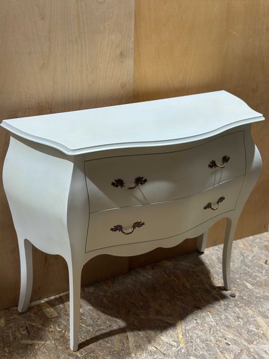 Comoda Vintage Alba din lemn cu 2 sertare; Comoda Stil Baroc