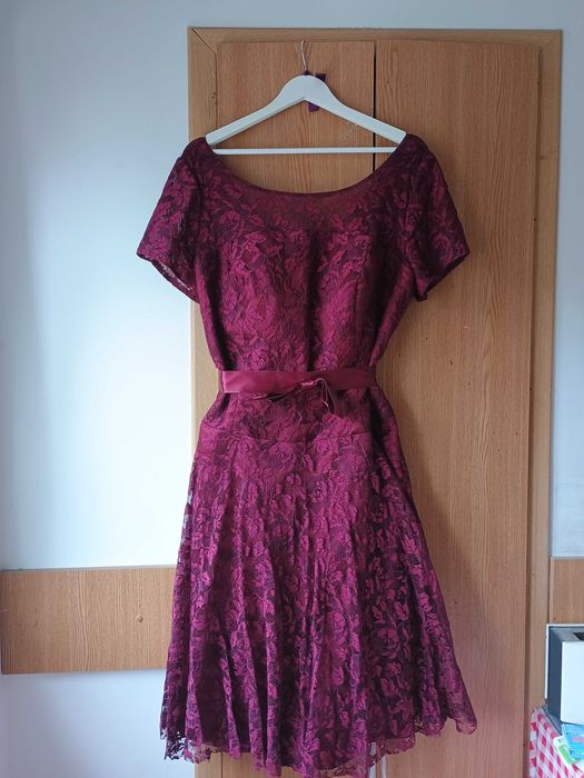 Rochie rosu burgund de ocazie domnisoara de onoare marimea 48 XXL