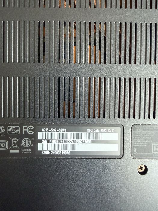 Laptop Acer Aspire 7 A715-51G-53W1 | i5-1240P | RTX 3050 Ti 4GB | 16GB RAM | 144Hz | SSD 512GB
