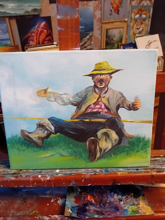 Картина " Рыбак" 31х38масло